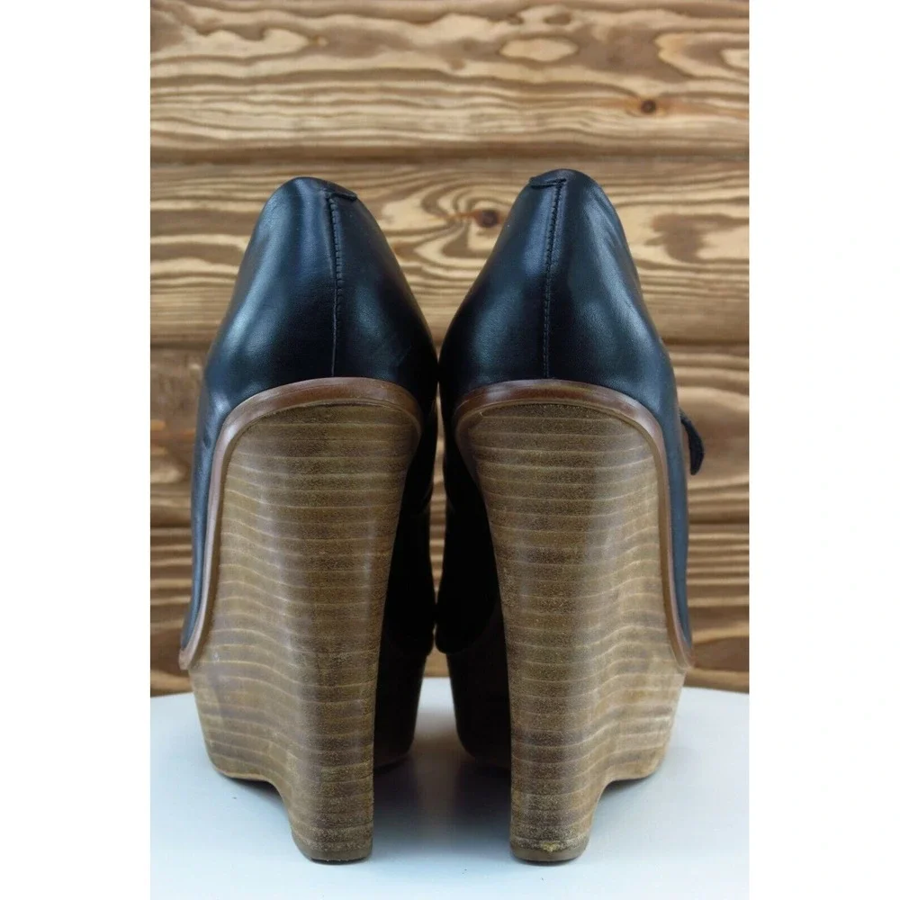 Zara‎ Size 40 M Black Open Toe Wedge Leather Women